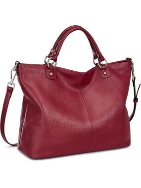 Kattee | Pebble | CowHide Leather | Tote/Crossbody/Purse | Wine Red